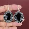 Серьги из черного оникса, настоящие драгоценные камни, старинные серьги, серьги из стерлингового серебра 925 пробы, серьги ручной работы, серебряные украшения, подарки на годовщину