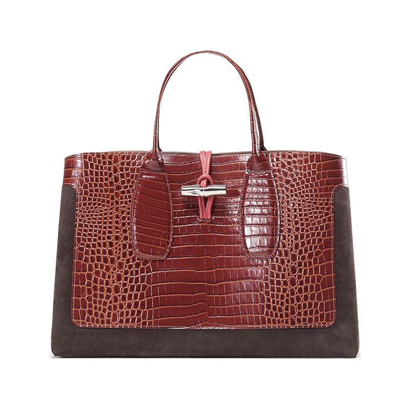 Longchamp Le Roseau Short Handle Bamboo Buckle Bag Women Handbag Brandy 10059HYK504