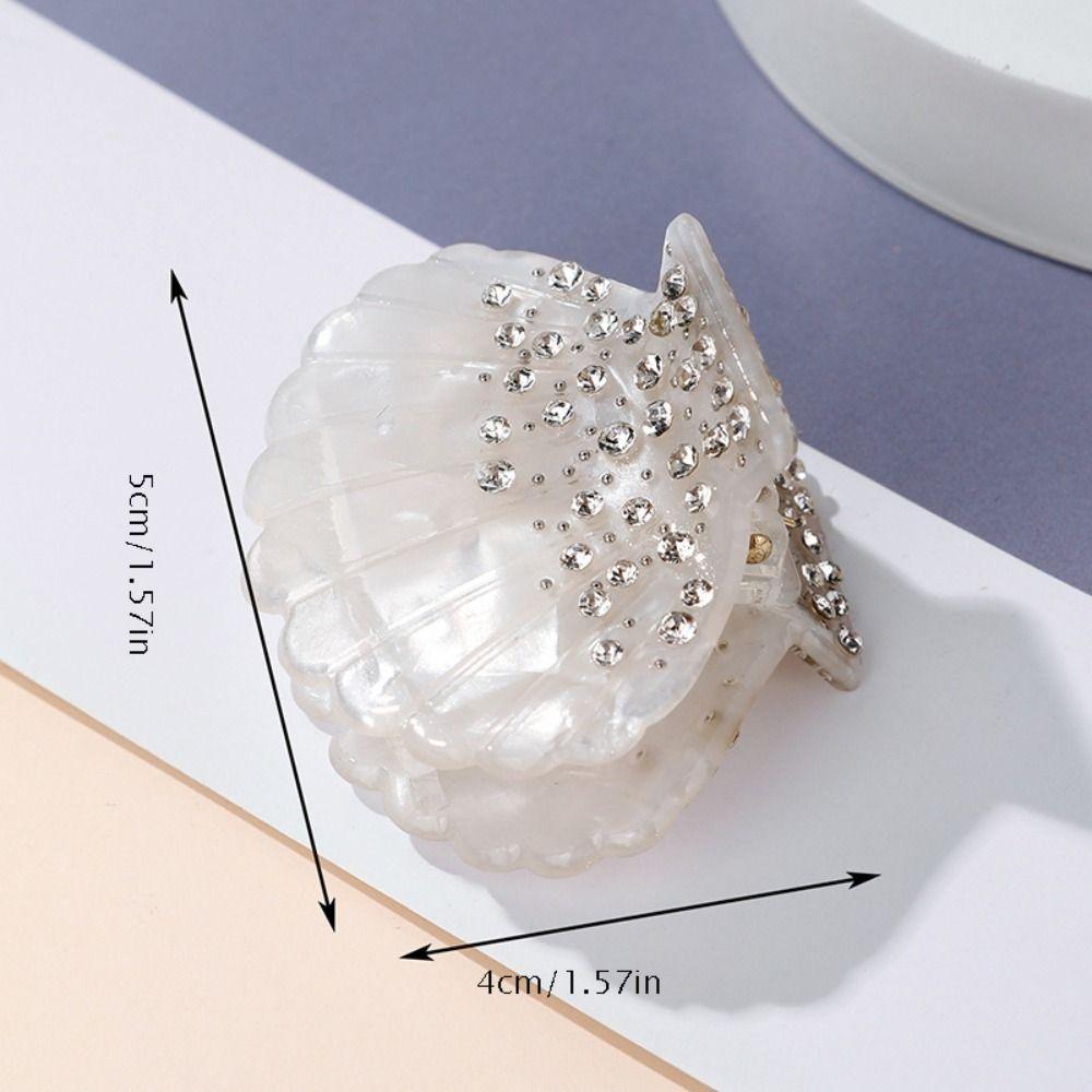 Rhonestone Shell Crab Clip Korean Style Shell Shape Claw Clip Sweet Shell Hair Claw Lady