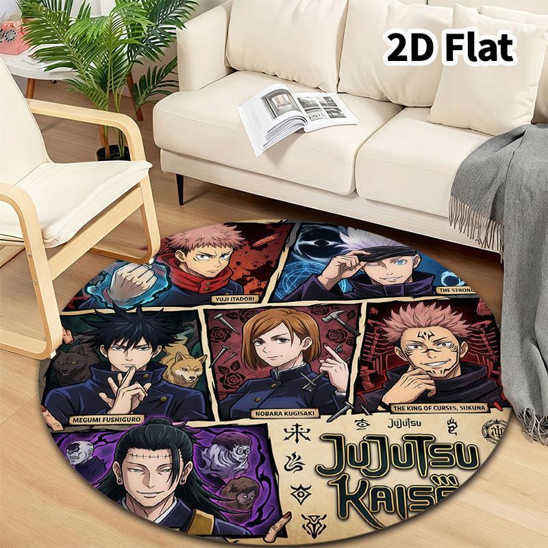 Ковер с круглым ворсом Jujutsu Kaisen Ковер для гостиной, спальни, дивана, игровой комнаты Декор Нескользящий коврик для пола