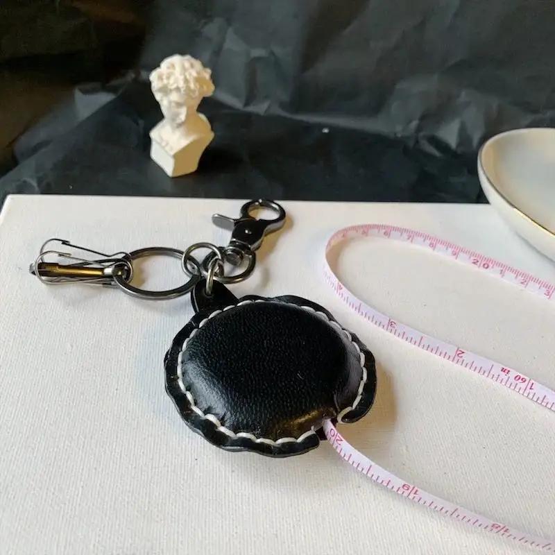 Creative Leather Keychain Practical Pendant Keychain Built-in Tape Measure Pendant Men Women Universal Handmade Key Accessories