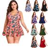 Plus Size Swimwear In Europe and America, Cover Belly with Solid Color Printing Skirt Split Swimwear