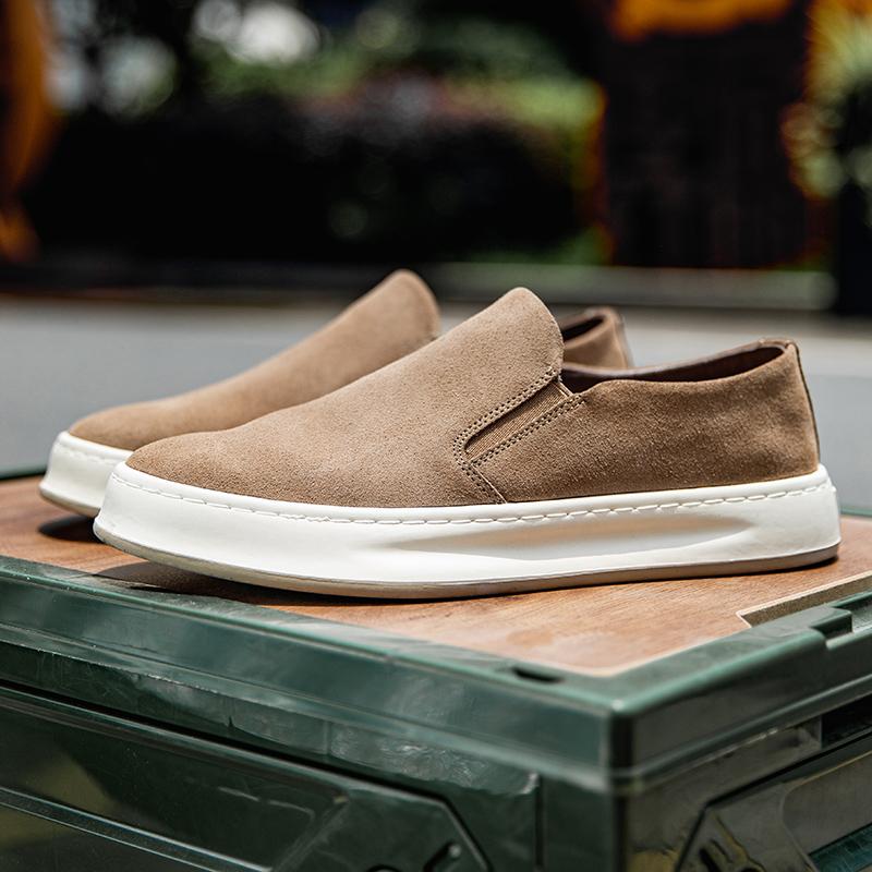 Замшевая кожаная мужская повседневная обувь, мужские мокасины ручной работы, дышащие туфли-лодочки, обувь для вождения на открытом воздухе
