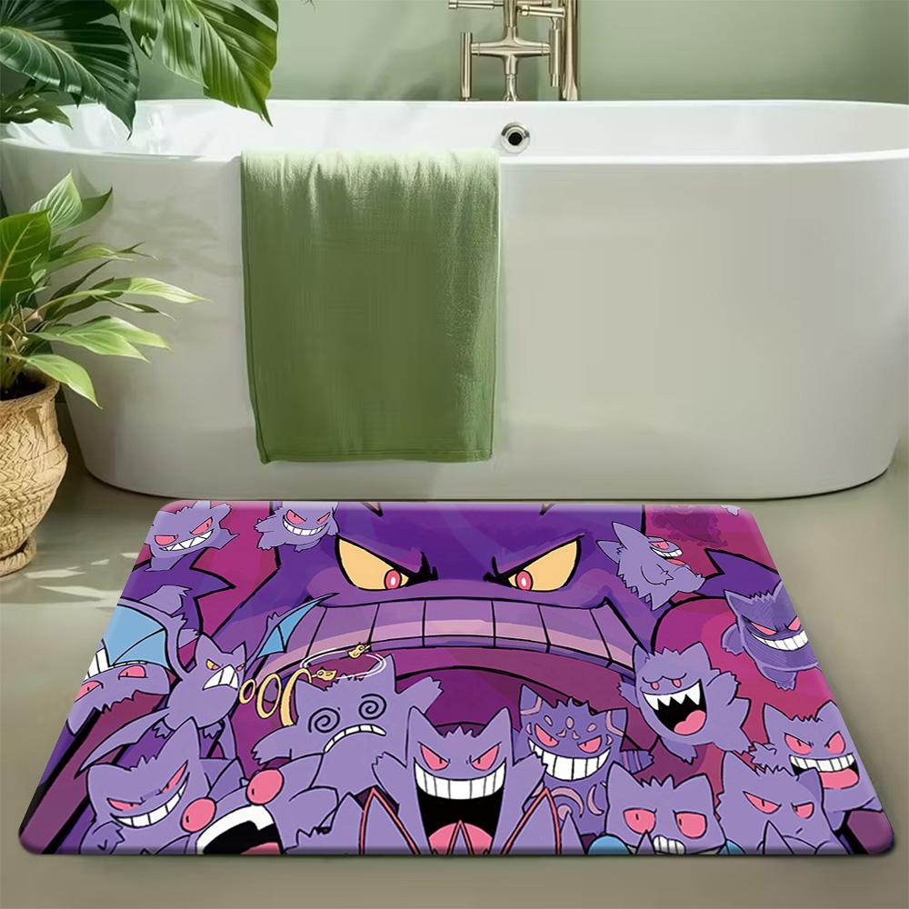 Pokemon DJ Pikachu Purple Graffiti Style Non-slip Doormat, Soft Absorbent Floor Rug for Home Decor