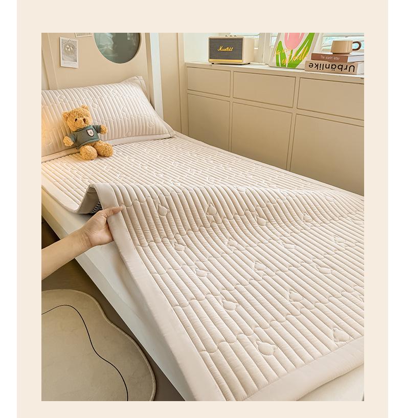 Quilted Dormitory Bed Mat Set: Thin Pad, Bunk and Double Bed Protector, Pillowcase, Mattress Cover