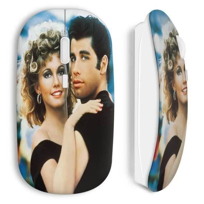 Wireless Mouse - Grease - Olivia Newton John - USB Wifi Key - Compatible Mac and PC - White