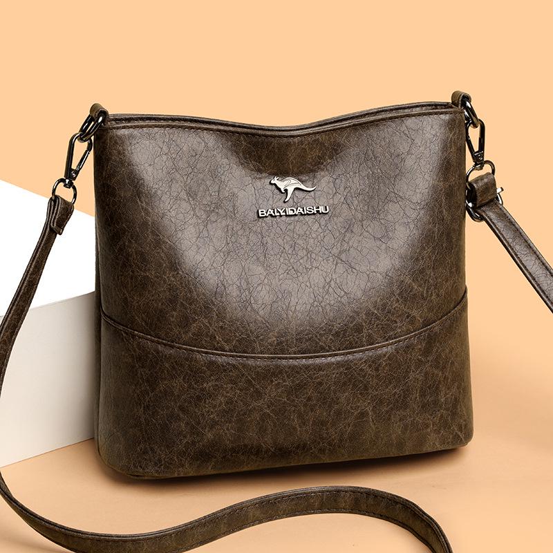 Женская модная сумка-ведро из мягкой кожи 2025 - Вместительная, практичная сумка на одно плечо, через плечо и подмышку