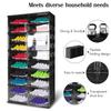 10 Tiers Foldable Shoe Rack Organizer with Magnetic Clear Door Collapsible Shoe Cabinet Plastic Shoe Storage Box for Living Room