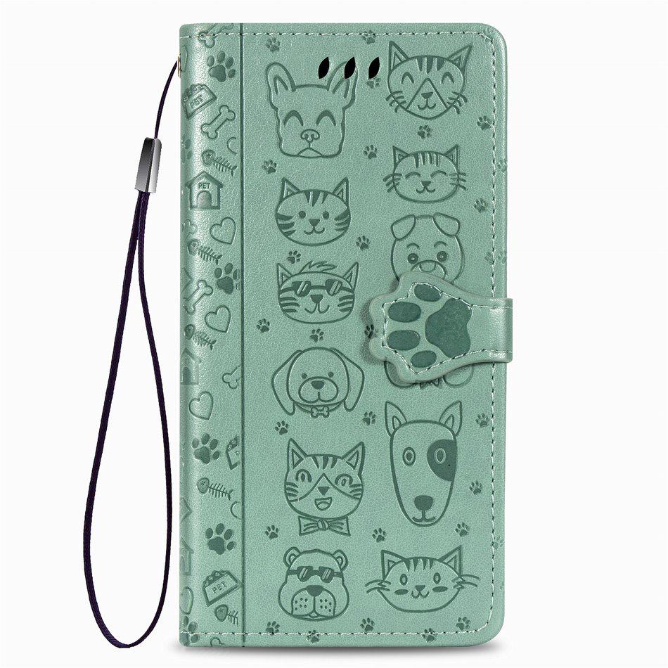 Lovely Cat Dog Kids Phone Holster Case For Apple iPhone 17 Air 16 16E 15 14 13 12 Pro Plus Max Pet Footprint Wallet Cover Cases