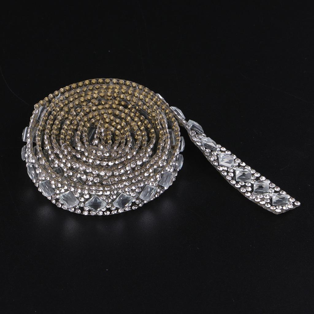 1 Yard Silver Rhinestone Ribbon Crystal Sewing Trim DIY Crafts 6 Rows 12mm