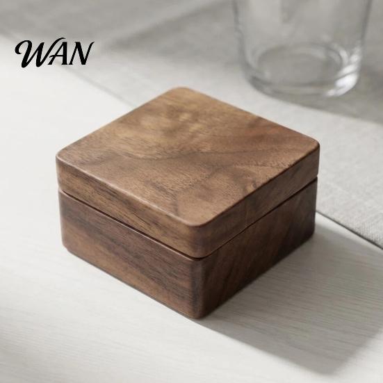 Luxury Cufflink Storage Solution Walnut Box, Solid Wood Magnetic Closure Case for Men, Dustproof Small Jewelry Organizer Rings Necklace, Gift Box Men