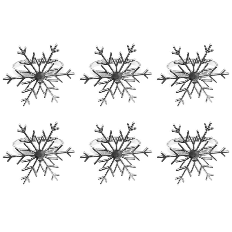 Рождественское кольцо для салфеток со снежинкой в ​​отеле, пряжка для салфеток в виде дерева, кольцо для салфеток из серебряного сплава, тканевое кольцо для рта