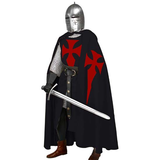 Halloween Cosplay Medieval Costume Men Teutonic Knight Crusader Tunic & Cloak Surcoat Reenactment LARP