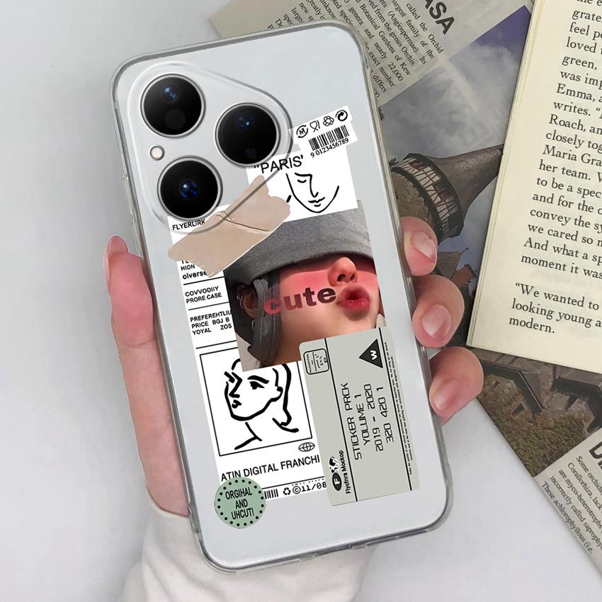 For Huawei Honor Magic5 400 Pura 80 Pro Ultra Phone Cover Beautiful Girls Patterns Transparent Slim Silicone Anti Fall Housing For Huawei Bumper Shell