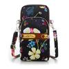 Sports Flower Print Bag for Cell Phone Shoulder Bag with Slant Neck Strap Running Backpack with Mobile MIT