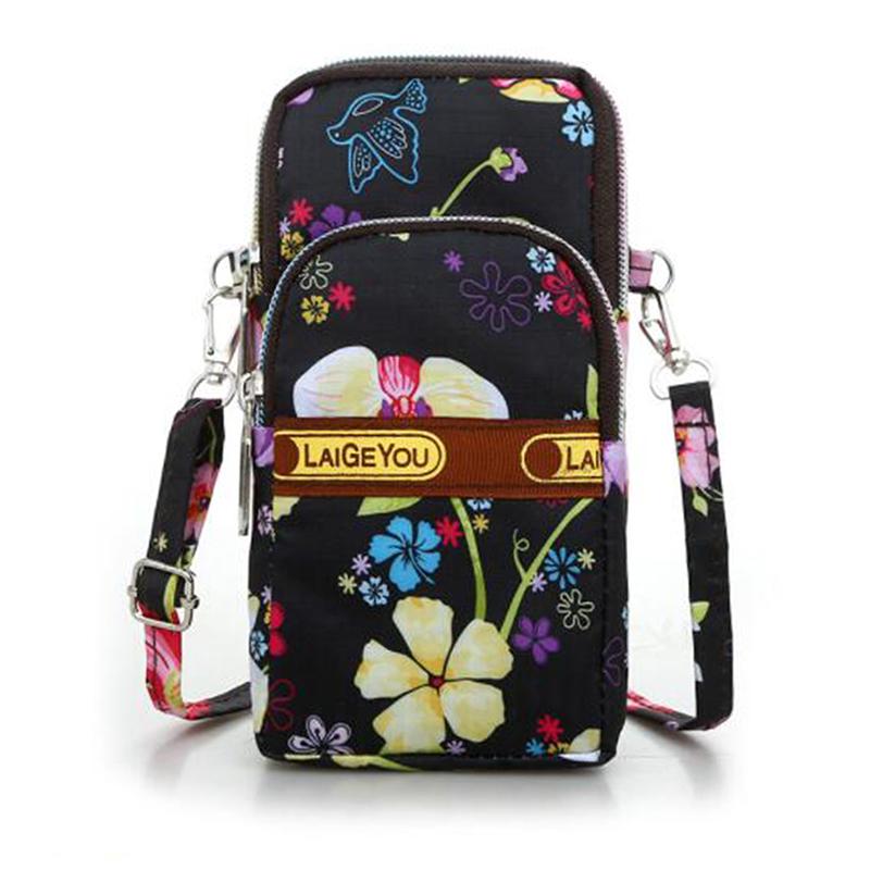 Sports Flower Print Bag for Cell Phone Shoulder Bag with Slant Neck Strap Running Backpack with Mobile MIT