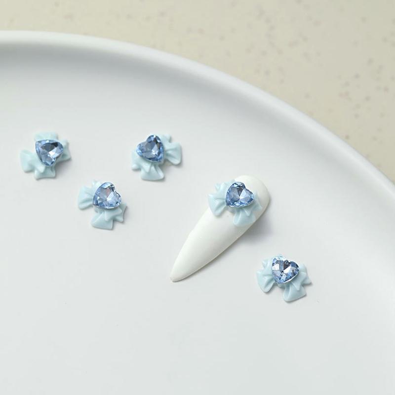 5 шт. DIY украшения для ногтей 3D лента бант блестящие кристаллы любящее сердце сверла для ногтей для маникюра дизайн аксессуар