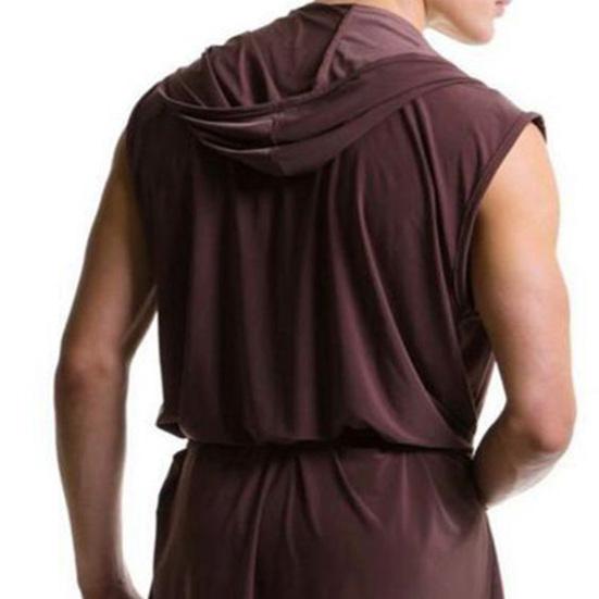 Модный водопоглощающий мягкий мужской халат без рукавов с отличной строчкой для ночной пижамы