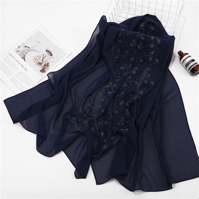 72*175cm Summer Muslim Women Chiffon Hijab Scarf Diamonds Glitter Femme Musulman Shawls Wrap Islamic Headscarf Malaysia Hijab