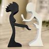 Abstract Couple Wood Ornament Man Woman Silhouette Statue Harmony Between Couple Desk