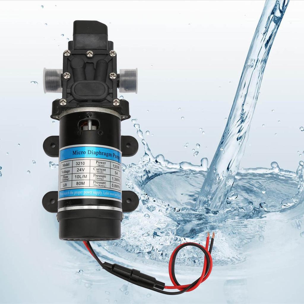 Электрический водяной насос 120 Вт 10 л/мин Самовсасывающий диафрагменный насос для мойки высокого давления 24 В 5 А