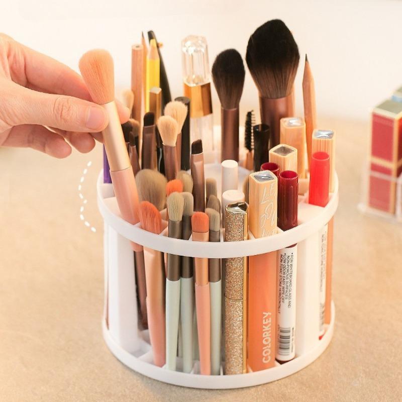 Round Cosmetic Brush Storage Racks Multifunction Desktop Eyebrow Pencil Lip Gloss Organization Holders Home Removable Pen Shelf