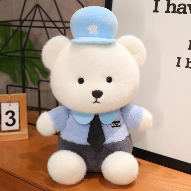 Cartoon Cute Police Bear Doll Plush Toy Traffic Police Bear Hug Bear Doll Doll