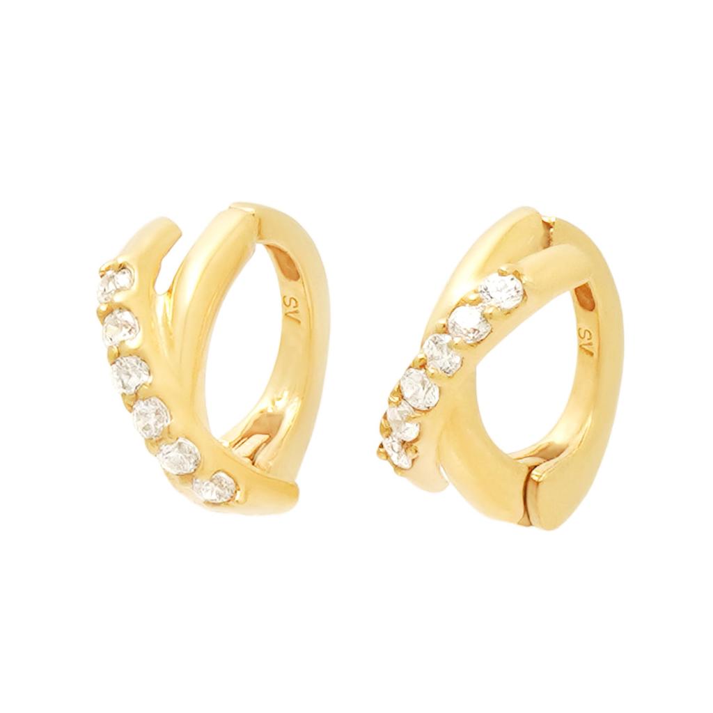 ESTELLE [Official] Women's Silver Earrings with Yellow Gold Plated Cubic Zirconia (Product Code: 0776-0070-0000-0000)