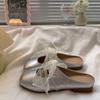 Flat Bottom Mary Jane Cool Slippers Women's Lace Bow Soft Bottom Bag Head Slippers New Summer