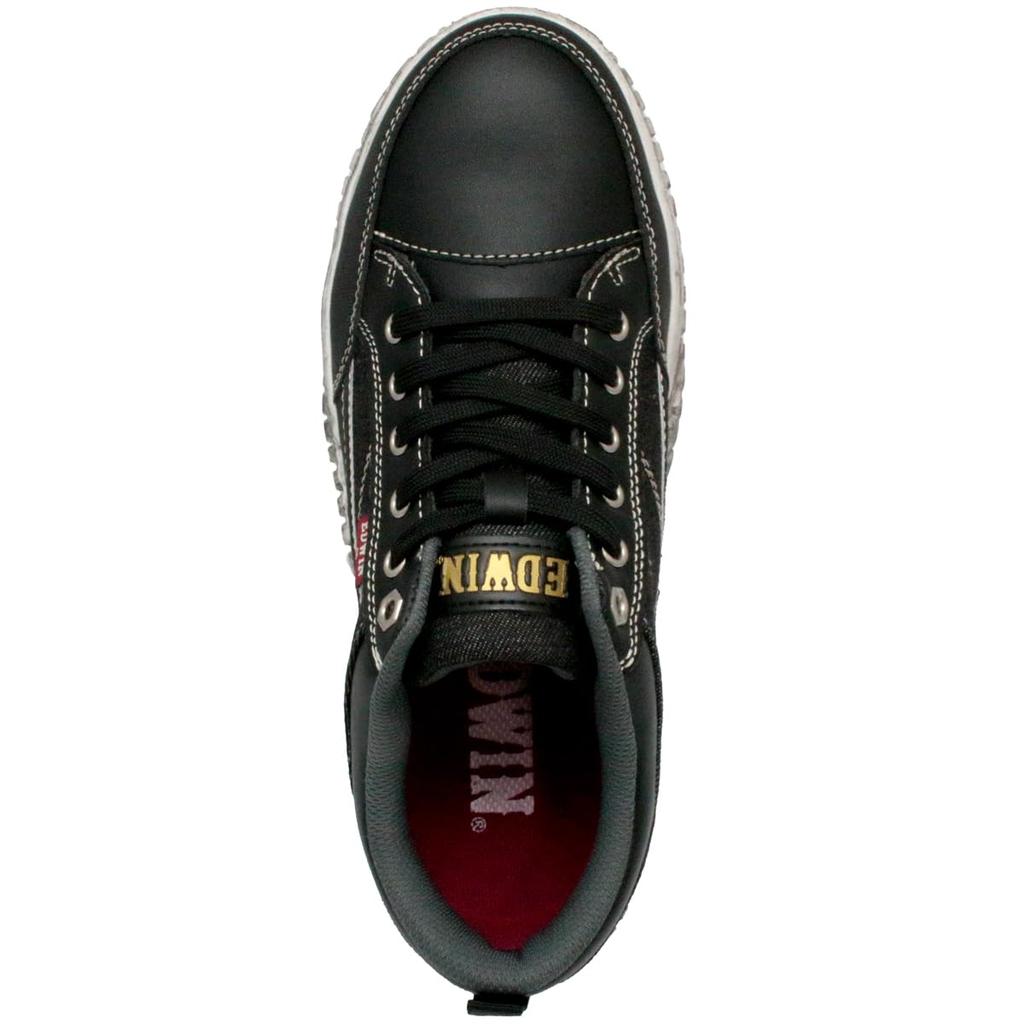 Edwin Легкие Безопасные 3E Стальной Подносок Стильные Джинсовые Черные Размер Мужские Кроссовки, Широкие, Подносок, Амортизирующая Подошва, Нескользящая Подошва, Ткань, Деним, 26.5