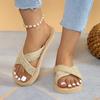 Модные женские модные льняные шнурки нескользящие износостойкие удобные мягкие подошвы сандалии на плоской подошве