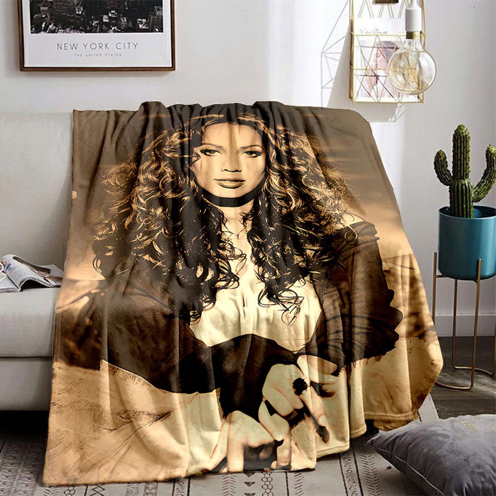 Curly Haired Stylish Lady Blanket for all seasons blanket lunch break throw gift