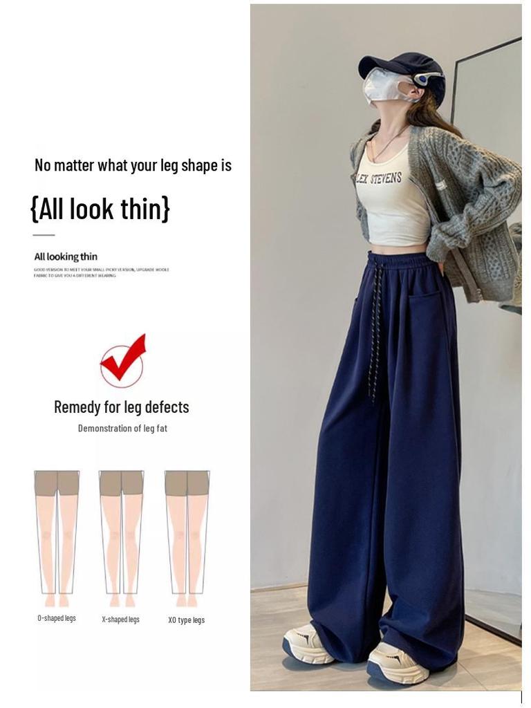 Белые брюки с высокой посадкой и широкими штанинами: Весна/Осень 2025 - Утягивающие, Свободные, Трикотажные брюки в пол для женщин