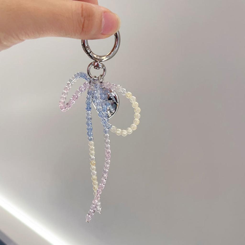 Bowknot Heart Pendant Keyring Phone Charm Detachable Phone Lanyard Butterfly Keychain Stylish Jewelry for Wallet Bag