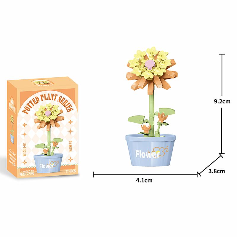 Creative Immortal Flowers Building Block Succulent Pot Ornament Kids Birthday Gift Casual Puzzle Toy