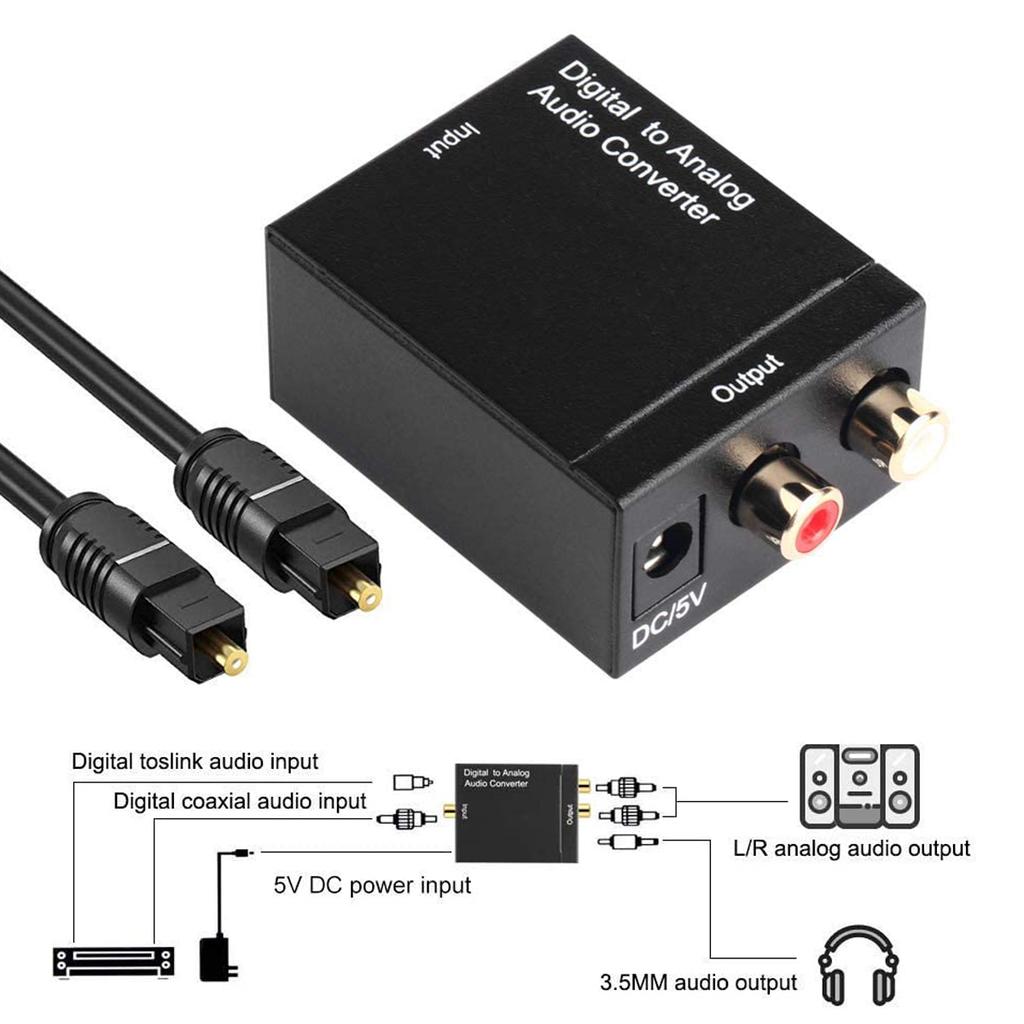 Digital To Analog Audio Converter Optical Coaxial In Headphone Speaker RCA Out