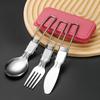 304 Stainless Steel Folding Tableware, Knife, Fork Set, Outdoor Picnic Camping Portable Cutlery Dinnerware Sets