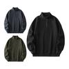 Men Fall Winter Sweatshirt Half Zipper Stand Collar Loose Solid Color Loose Long Sleeves