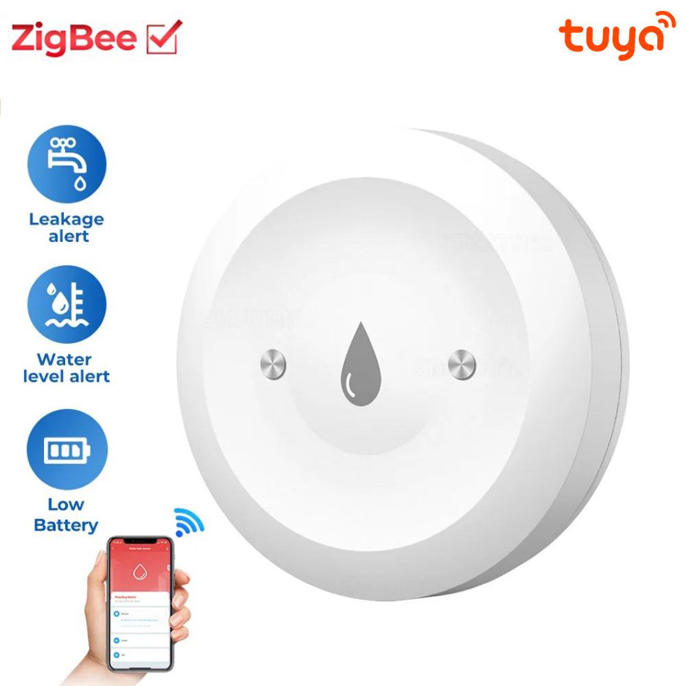 Tuya Smart для Zigbee Датчик воды Детектор протечки воды Приложение Удаленный мониторинг Поддержка Домашний помощник Zigbee2mqtt