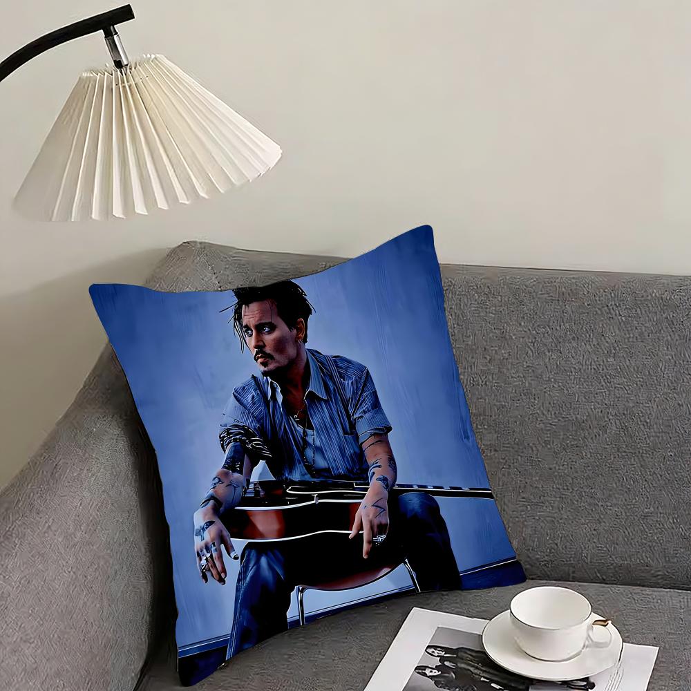 JJohnny DeppP Logo Cushion Cover Pillowcase Ultra Soft Skin Friendly Fabric Cloud Like Comfort Concealed Zipper