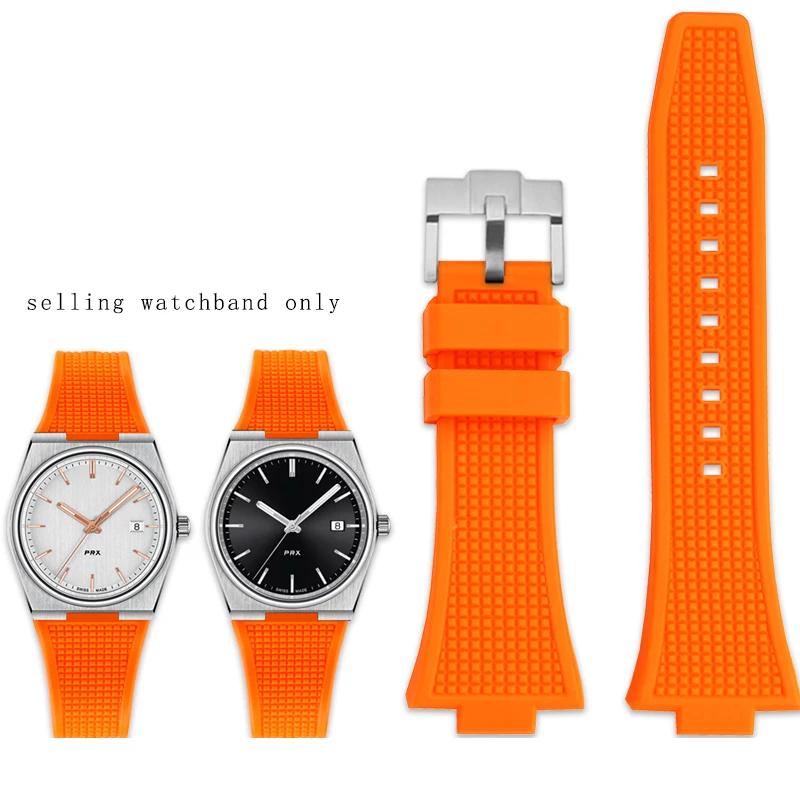 Raised Silicone Bracelet for TISSOT PRX Super Player T137.407/410 Series White Luminous Silicone Watch Strap for Men's Wristband