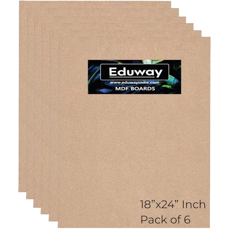 Eduway A2 18X24 Inch Mdf Board Wood Sheet For Mandala, Lippan, Resin Art & Craft, 4Mm Thick, Pack Of 6 - Premium Cardboa