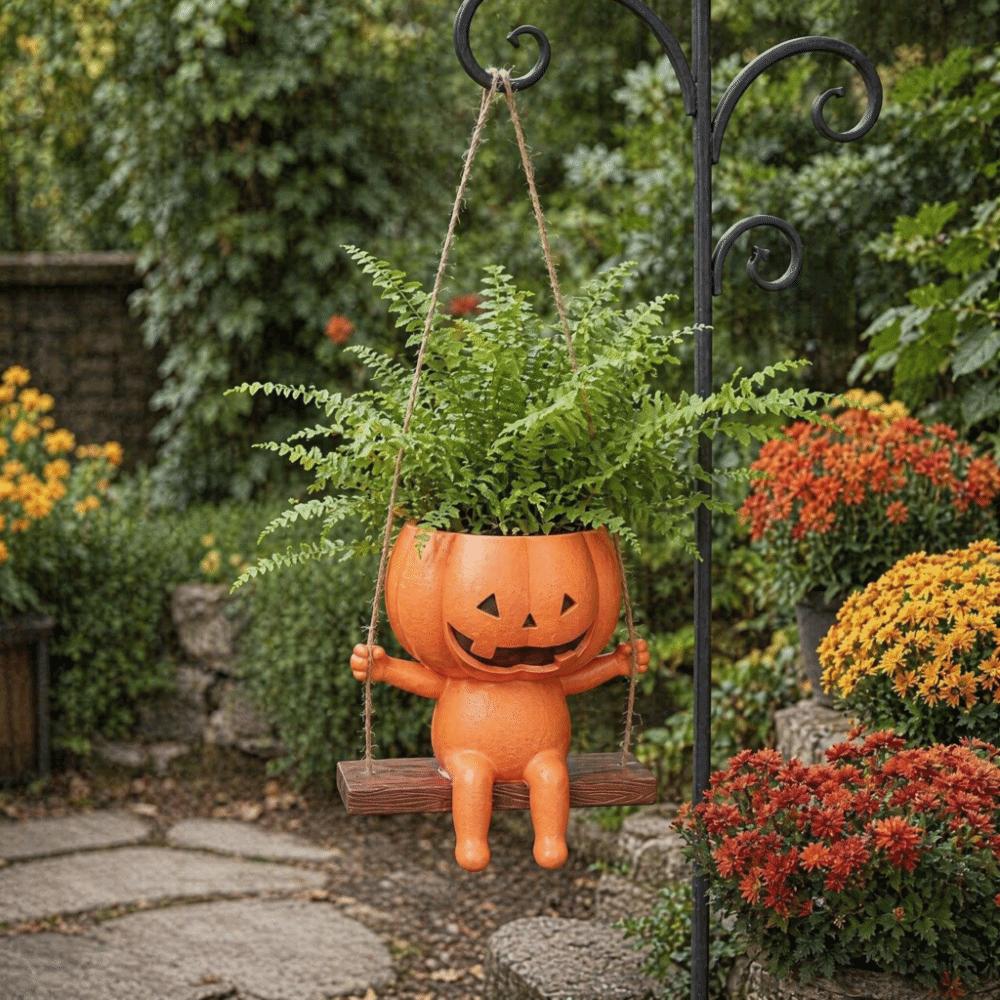 Succulents Halloween Flower Pot Creative Swing Pumpkin Plant Basket Apartment Decor