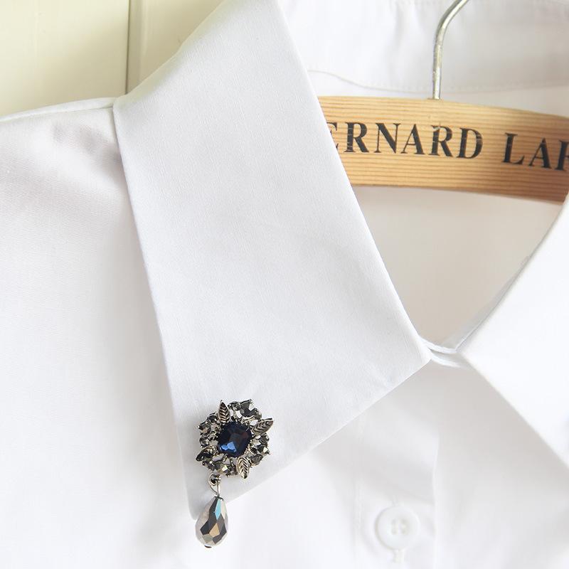 Cotton Fake Collar Shirt Women, Rhinestone Beads Square Collar Fake Collar Shirt Collar Sweater Decorative Collar