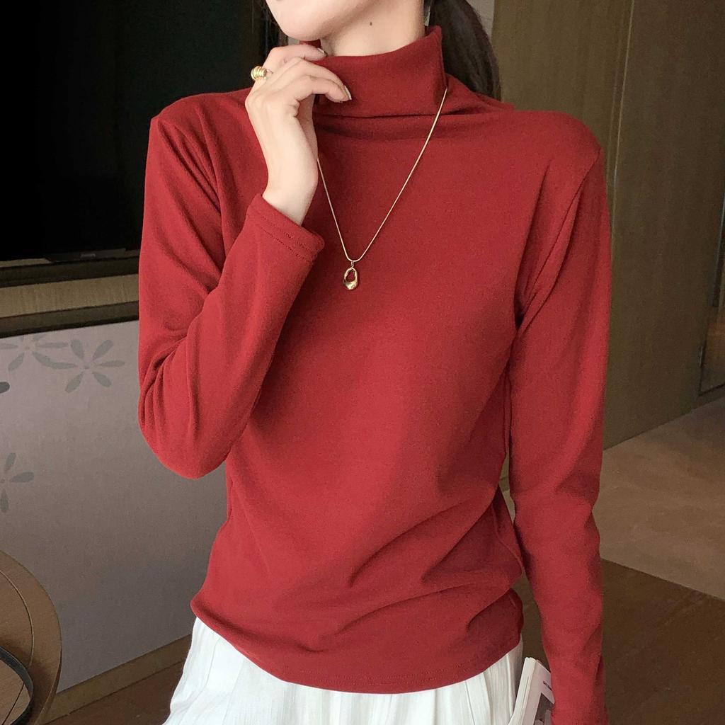 Женское нижнее белье из микронного бархата с высоким воротом на осень и зиму с утолщенным двухсторонним ворсовым воротником и длинными рукавами