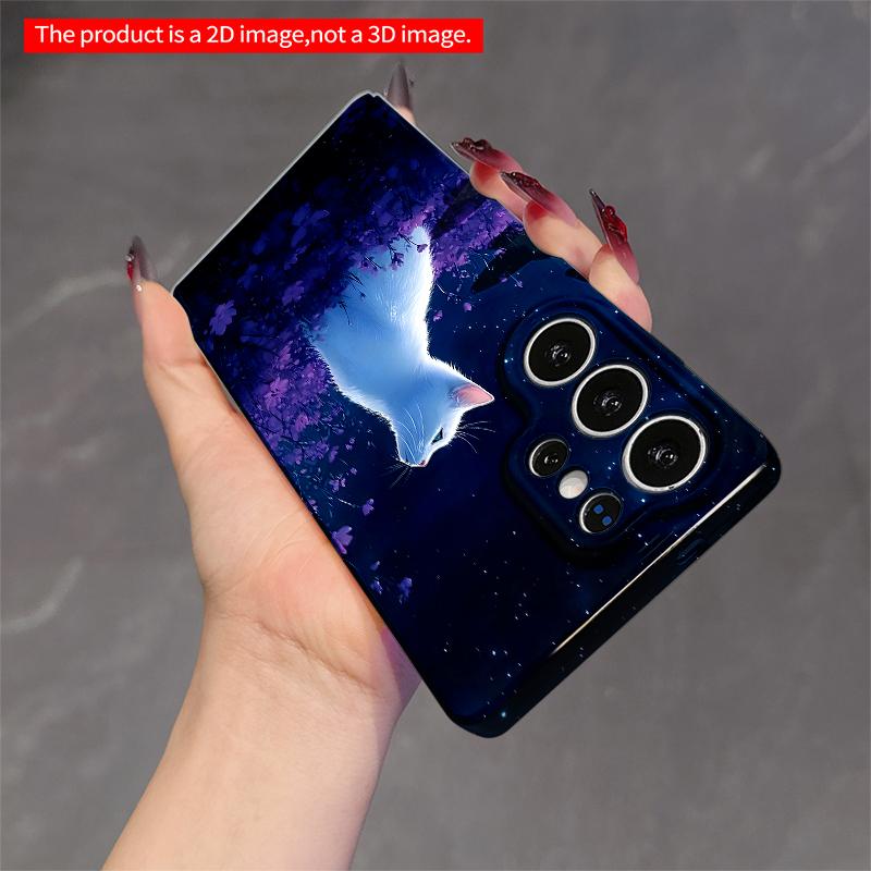 2DFlat Samsung phone case Starry Night Cat in Purple Flowers Applicable to Galaxy S23 S24 S25ULTRA S26 A12 A14 A15 A16 A54 A55