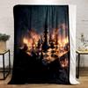 "Epic Fiery Chess Battle Design" Patterned Flannel Blanket Perfect for the Bedroom Living Room, Sofa, or a Little Nap