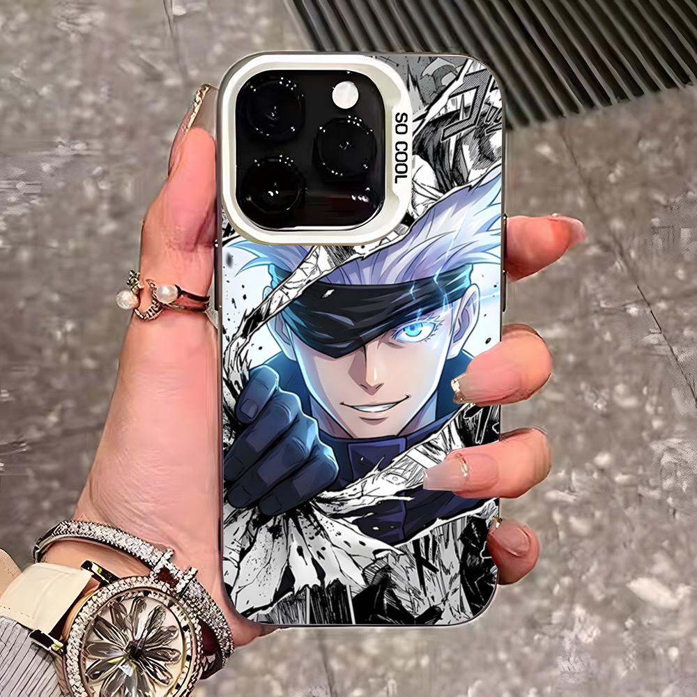 Крутой чехол для телефона Сатору Годжо из Jujutsu для iPhone 17 Pro Max 16 15 14 13 11 12 Mini Xs Xr 8 Plus Se Цвет Серебристый