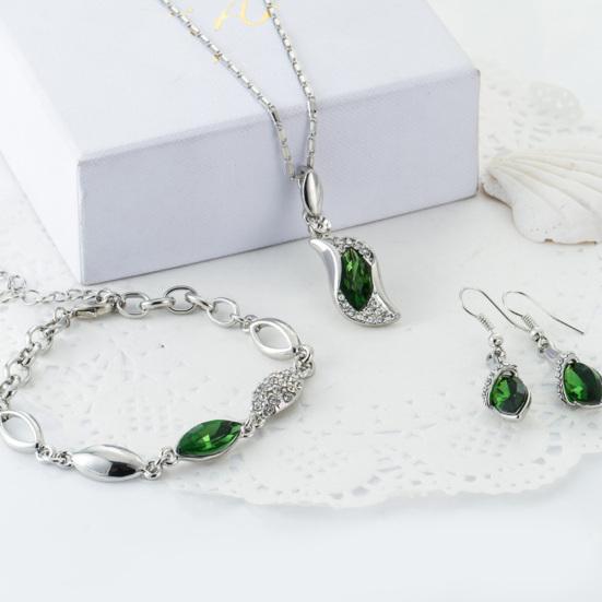 Женщины Rhinestone Геометрический кулон Ожерелье Браслет Крюк Серьги Комплект ювелирных изделий