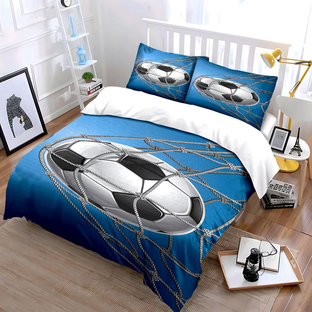 Soccer ball in net. Bedding sets Duvet cover sets Duvet covers Pillowcases(1 * Duvet Cover 2 * Pillowcases, without duvet insert)
